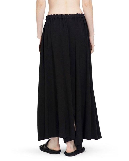 Yohji Yamamoto Black Button Detailed Pleated Skirt