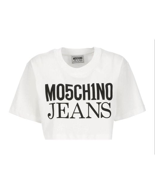 Moschino Black Jeans Logo-printed Crewneck Cropped T-shirt
