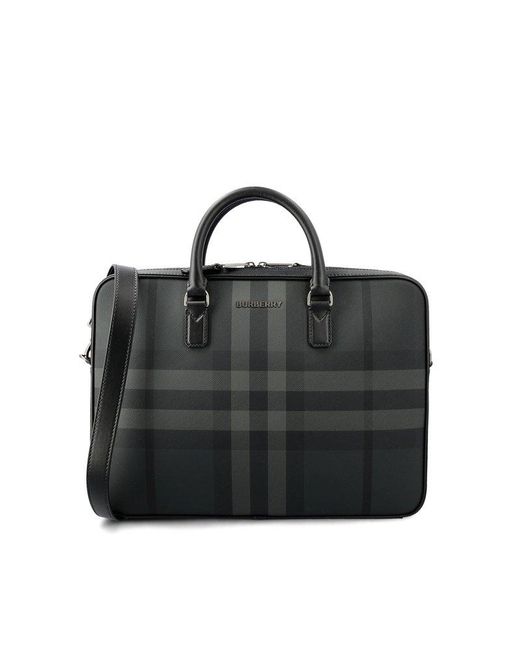Burberry Ainsworth Checked Zipped Briefcase in Black for Men Lyst