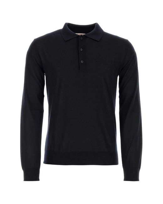 Valentino Black Long-sleeved Polo Shirt for men