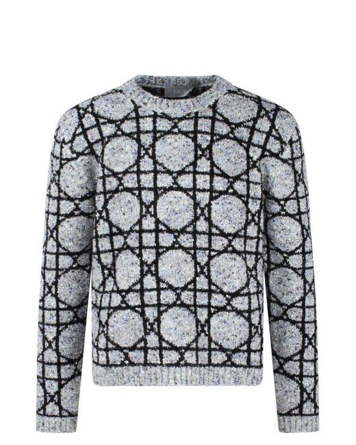 Dior Gray Cannage Knit Sweater for men