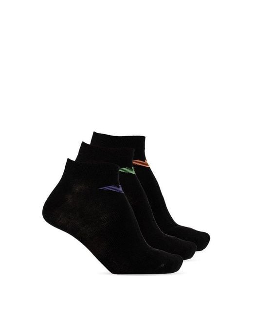 Emporio Armani Black Short Socks Three-pack, for men