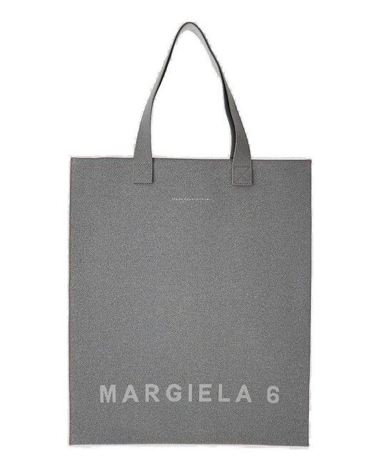 MM6 by Maison Martin Margiela Gray Logo Printed Tote Bag