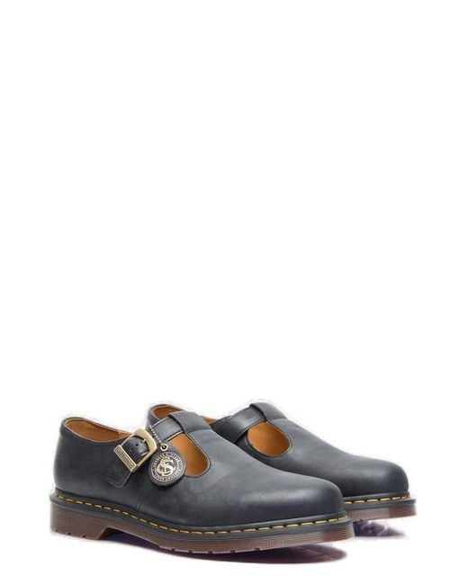 Dr. Martens Black T-Bar Regency Leather Mary Jane Shoes for men