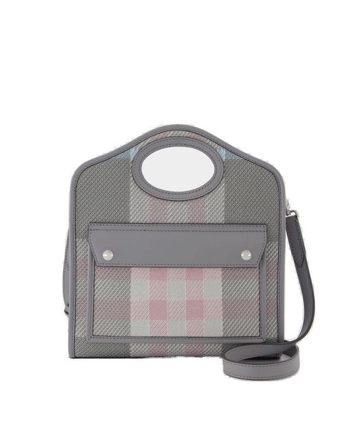 Burberry Gray Mini Checked Pocket Bag