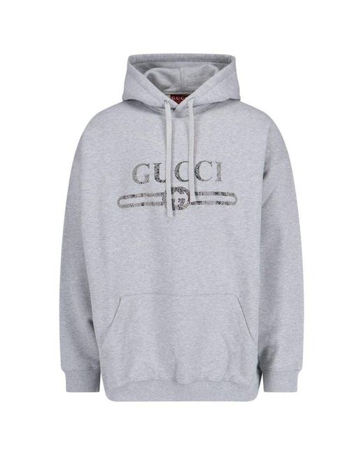 【GUCCI】お買得★クリスタル刺繍入り HOODIE Gucci Rhinestone Hoodie in Gray for Men | Lyst