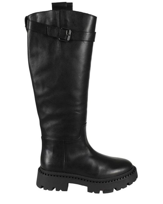 Ash Black Buckle-detailed Boots