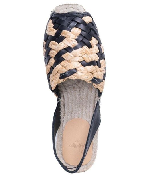 Castaner Blue Interwoven Slingback Flat Espadrilles