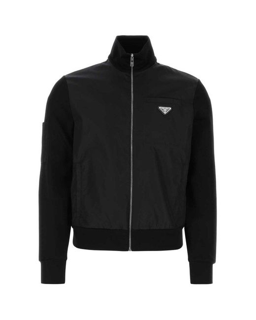 Prada Black Long-sleeved Zip-up Sweatshirt for men