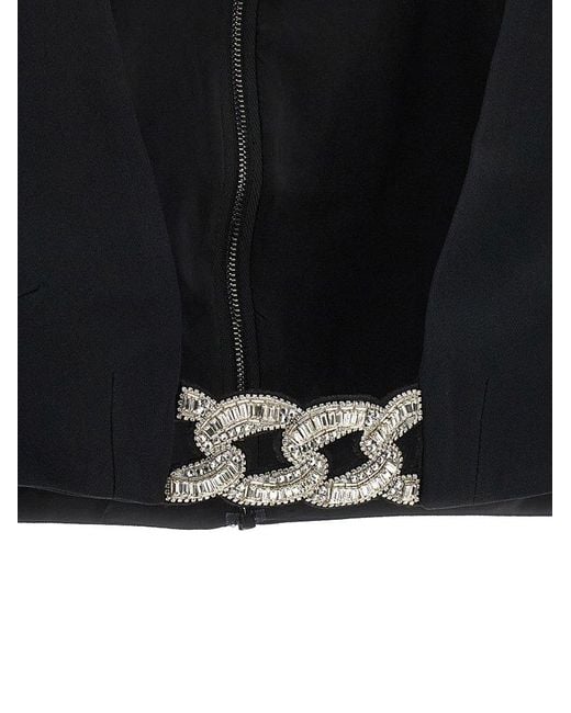 David Koma Black Chain Embellished Square-neck Cropped Jacket