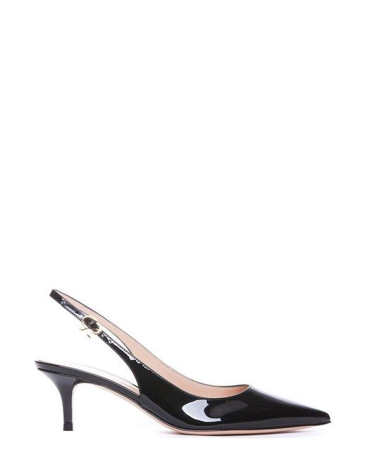 Gianvito Rossi Slingback Pointed-toe Slip-on Pumps in Black | Lyst