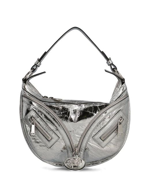 Versace Gray Metallic Effect Mini Shoulder Bag