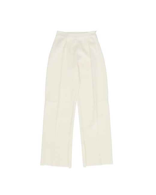 Jil Sander White High-Waist Pleated Trousers