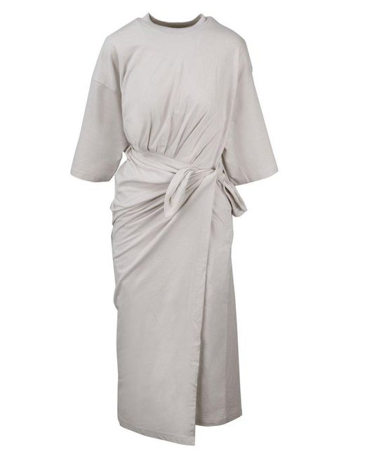Balenciaga Gray Wrapped T-shirt Dress