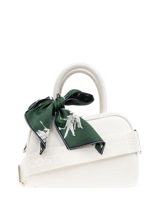 Lacoste Green Scarf Attached Zipped Top Handle Bag