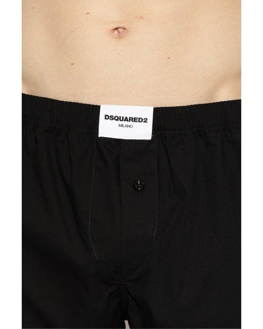 DSquared² Black Boxers With Logo for men