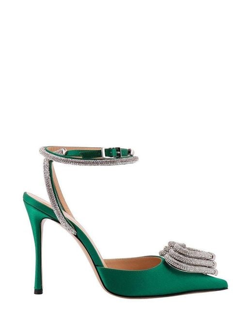 Mach & Mach Green Triple Heart Embellished Pointed Toe Pumps