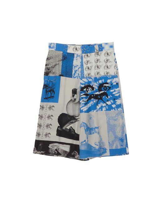 Gucci Blue Graphic-print Poplin Shorts for men