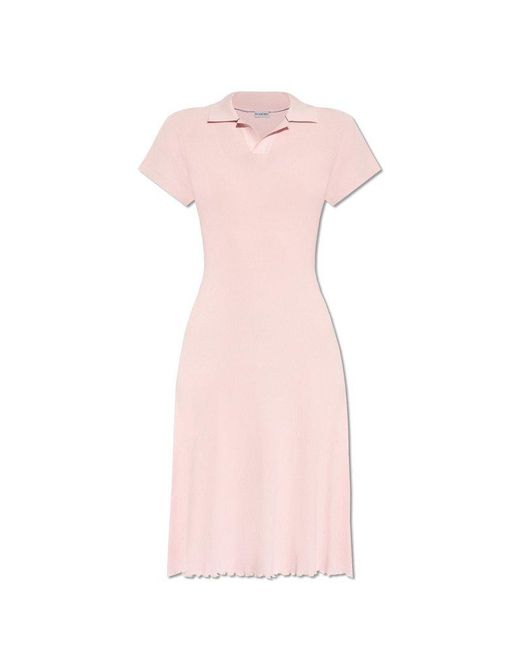 Burberry Pink Ribbed Dress With Collar,