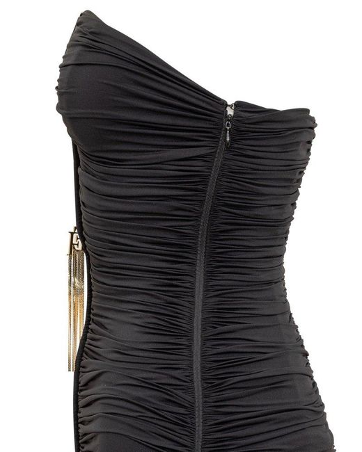 Elisabetta Franchi Black Draped Jersey Mini Dress