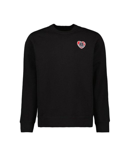 Moncler Black Logo Patch Crewneck Sweatshirt for men