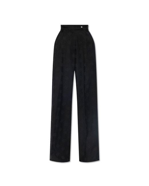 Dolce & Gabbana Black Monogrammed Pleat-front Trousers,