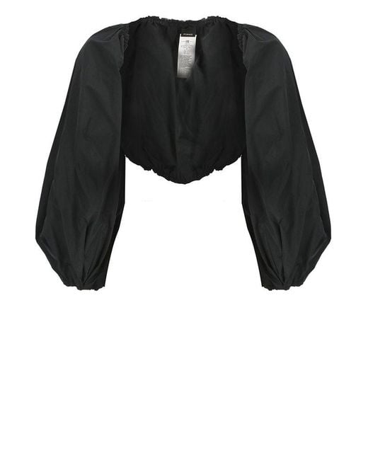 Pinko Black Puff-sleeved Elasticated Cuffs Cropped Jacket