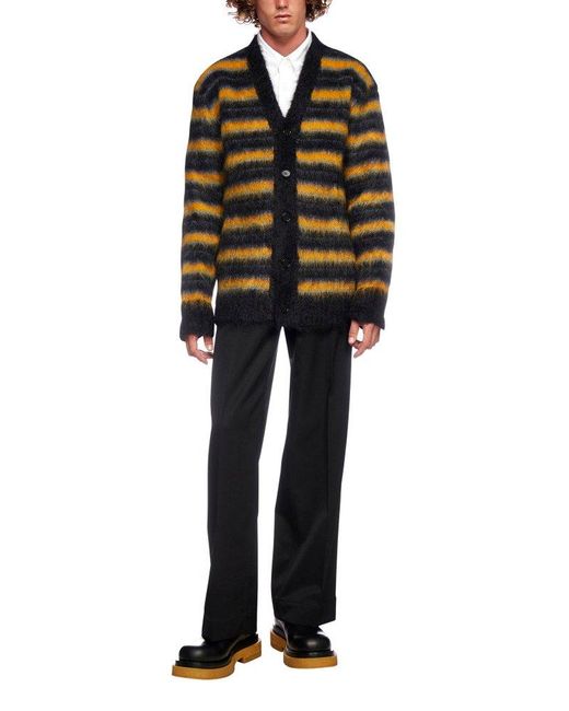 Marni Black Striped Buttoned Cardigan for men