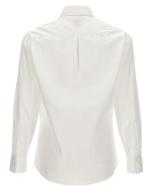 Brunello Cucinelli White Poplin Shirt for men