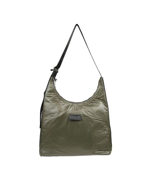 MM6 by Maison Martin Margiela Green Logo Patch Padded Large Shoulder Bag