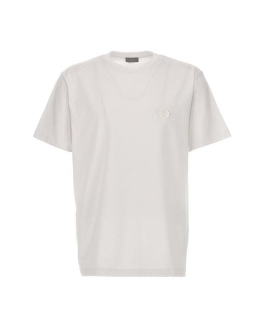 Dior White Dior Homme Cd Embroidered Crewneck T-shirt for men