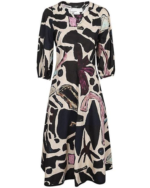 Weekend by Maxmara Black All-over Patterned Midi Dress