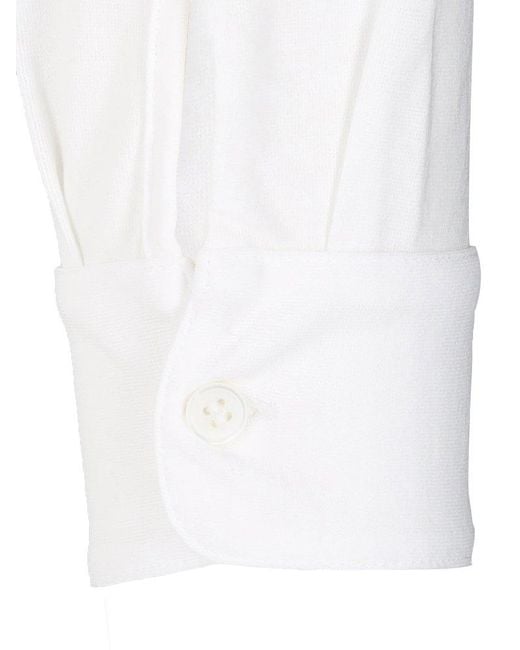 Zanone White Collarless Straight Hem Polo Shirt for men