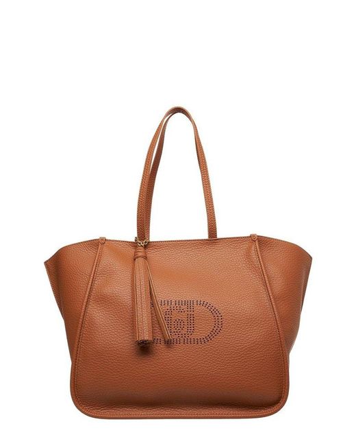 Liu Jo Brown Logo Perforated Large Tote Bag
