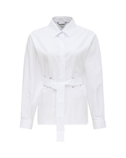 Max Mara White Belted Button-Up Shirt