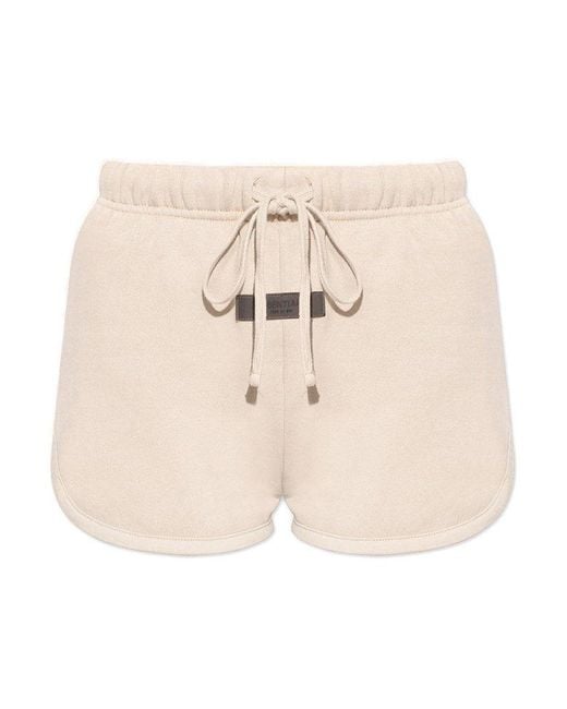 Fear of God ESSENTIALS Logo Patch Drawstring Shorts in Natural | Lyst Canada