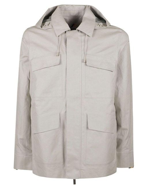 K-Way Gray Erhal Concealed Fastened Hooded Jacket for men