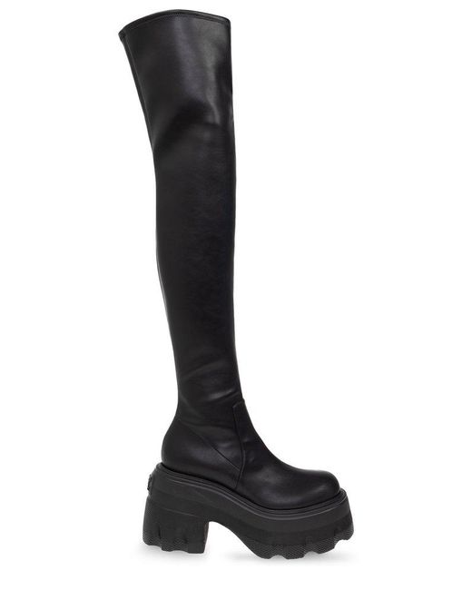 Casadei Black 'maxxxi' Platform Boots In Leather