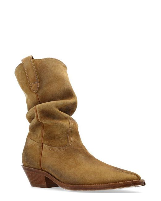 Maison Margiela Brown Tabi Ruched Western Boots