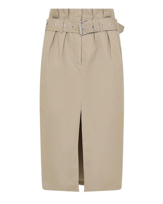 Dries Van Noten Natural Slit Detailed Belt Skirt