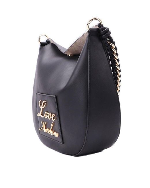 Love Moschino Black Logo-lettering Magnetic Fastened Shoulder Bag