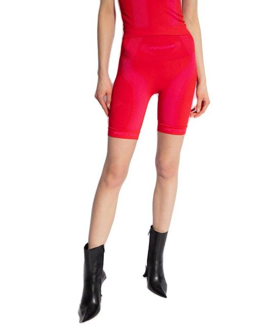 M I S B H V Red Sport Biker Shorts