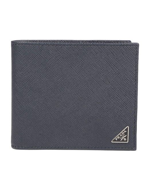 Prada Blue Logo Bifold Wallet for men