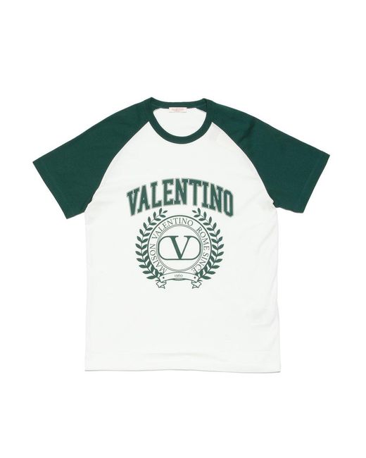 Valentino Green Logo Printed Crewneck T-shirt for men