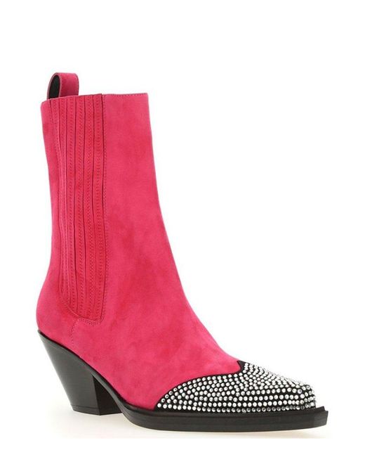 Alexandre Vauthier Pink Crystal-embellished Ankle Boots