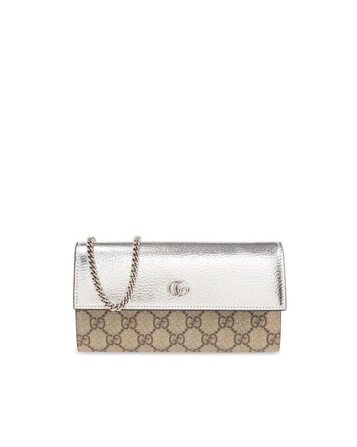 Gucci White 'GG Marmont' Wallet On Chain,