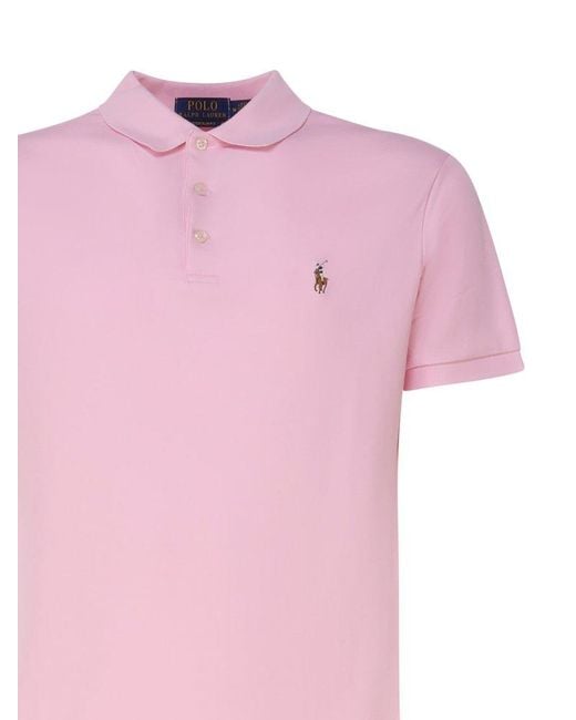 Polo Ralph Lauren Pink Polo Shirt With Embroidery for men