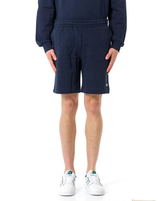 Lacoste Blue Logo Patch Knee-Length Shorts for men