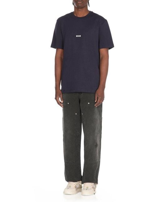 MSGM Logo Printed Crew Neck Ｔシャツ MSGM logo-print Cotton T-shirt | White | FARFETCH