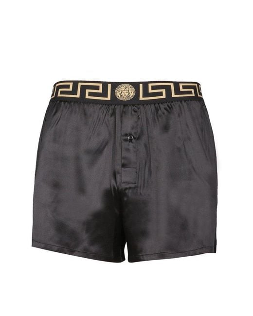 Versace Silk Pajamas Shorts With Greek 